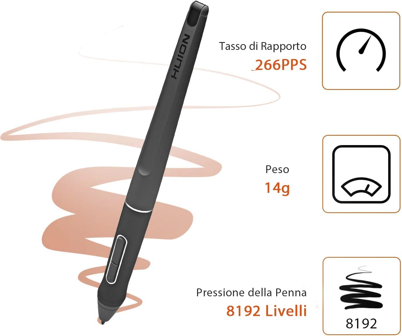 Huion Penna Senza Batteria PW507 8192 Livelli di Pressione - immagine 2