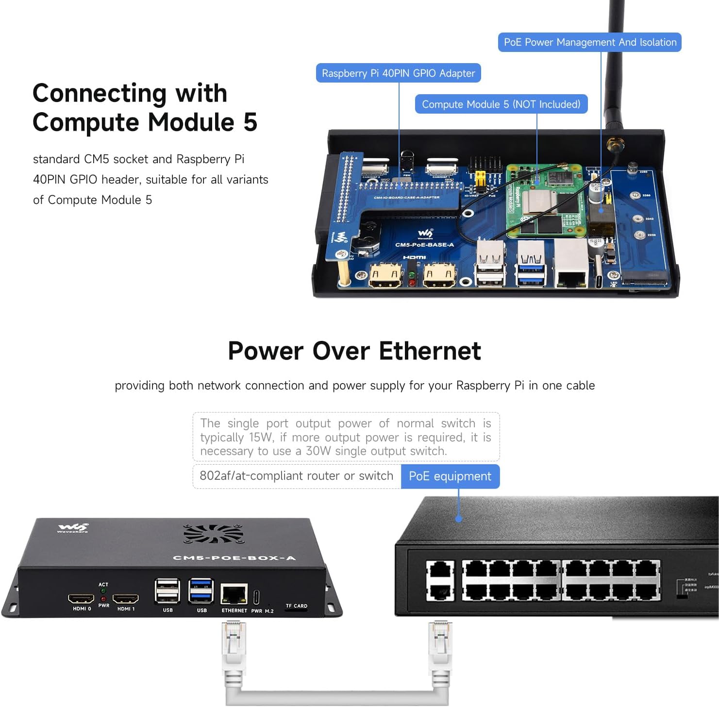 Waveshare Compute Module 5 IO Board con PoE - immagine 4