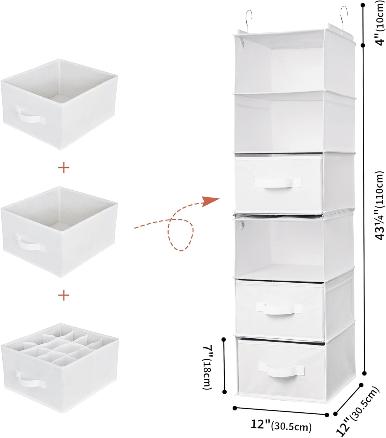 Granny Says Organizzatore Guardaroba 6 Ripiani, Bianco - immagine 3