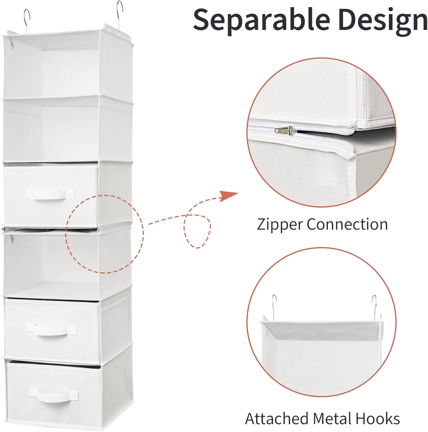 Granny Says Organizzatore Guardaroba 6 Ripiani, Bianco - immagine 6