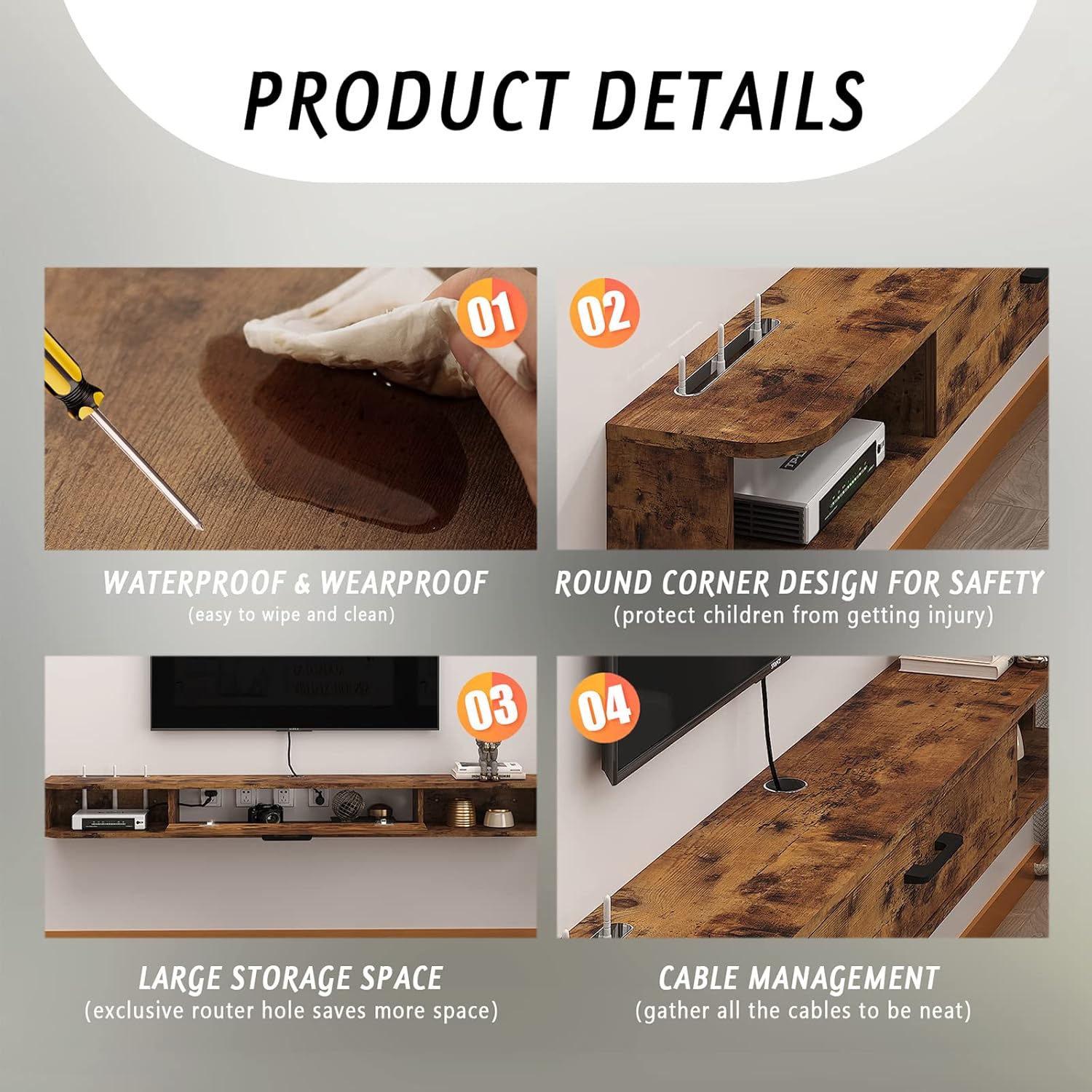 Mensola TV Galleggiante in Legno - immagine 7