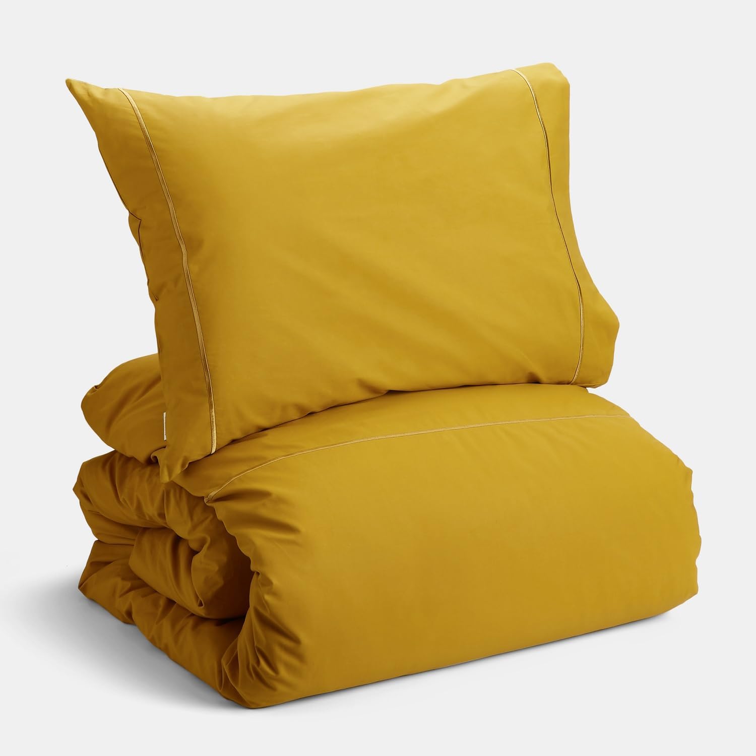 Bianca Plain Dyed Mustard - Set copripiumino 260 x 240 + 65 x 65 cm (2) - immagine 1