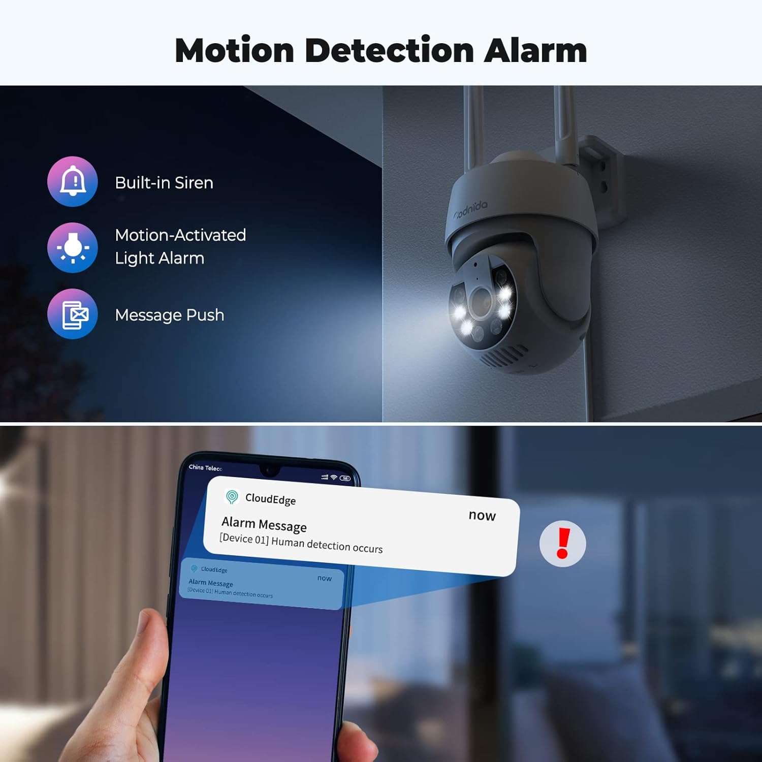 Codnida Telecamera Wi-Fi Esterno 2K 3MP PTZ 360° - immagine 3