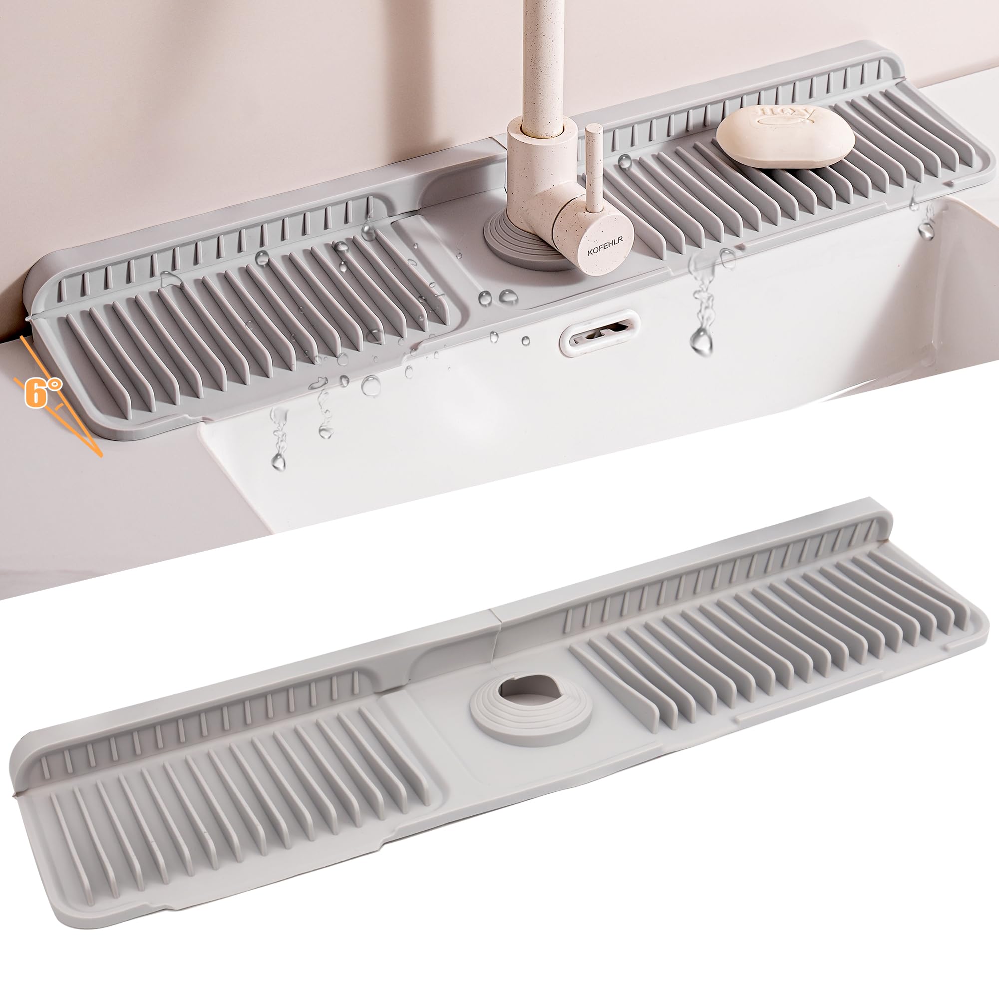 Tappetino per Rubinetto in Silicone 60cm, Grigio