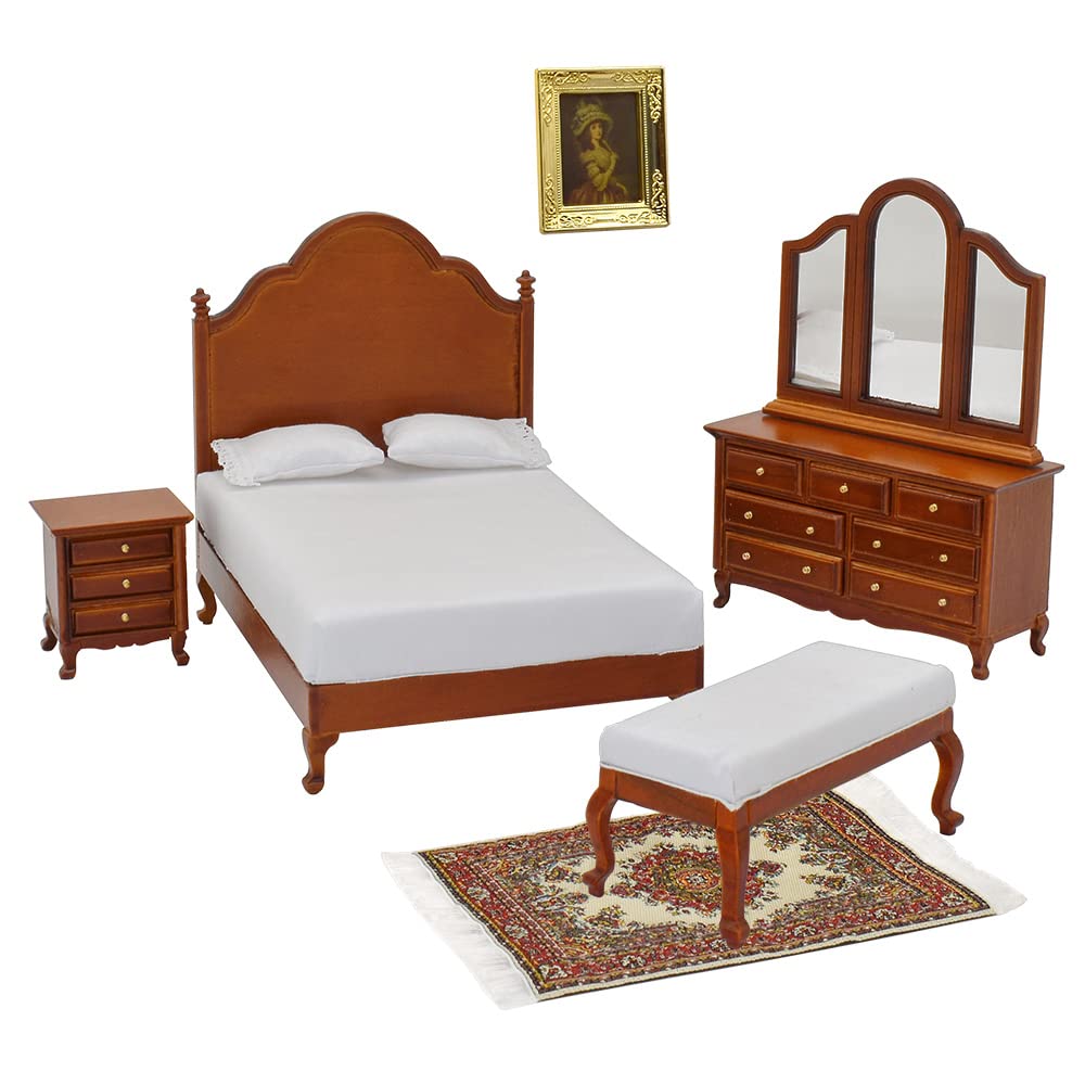 ILAND Mobili Miniatura Casa Bambole 1:12 Stile Vintage Noce