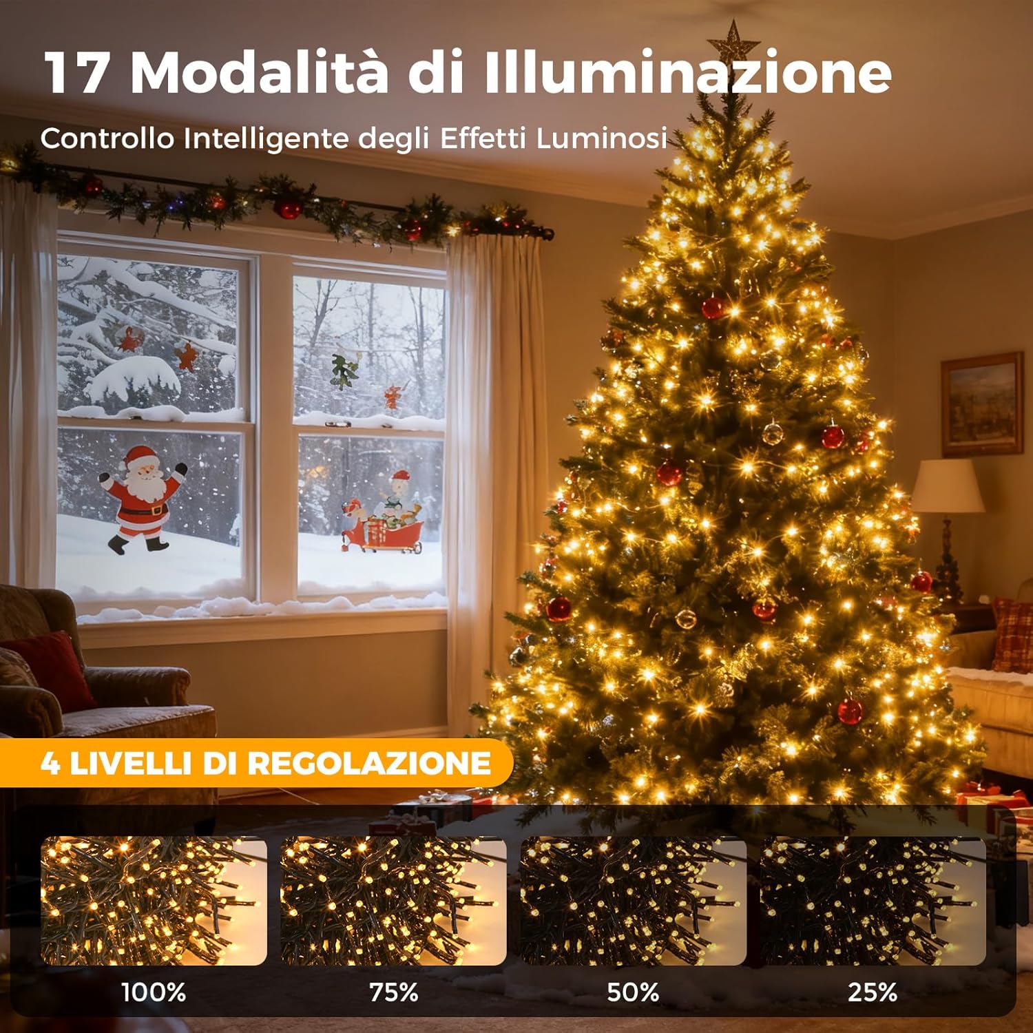 Luci di Natale da Esterno 50M 2000LED Bicolore - immagine 2