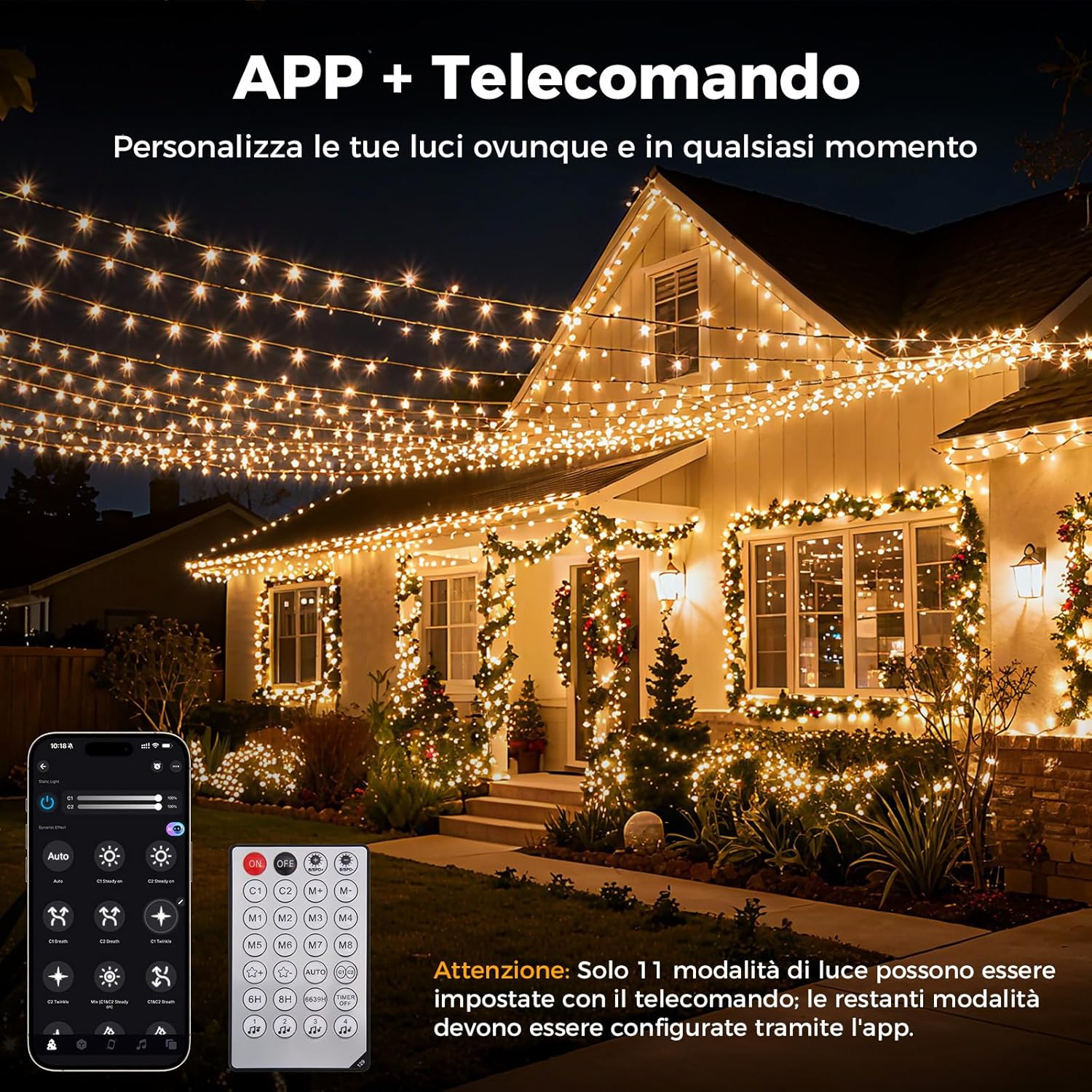 Luci di Natale da Esterno 50M 2000LED Bicolore - immagine 4