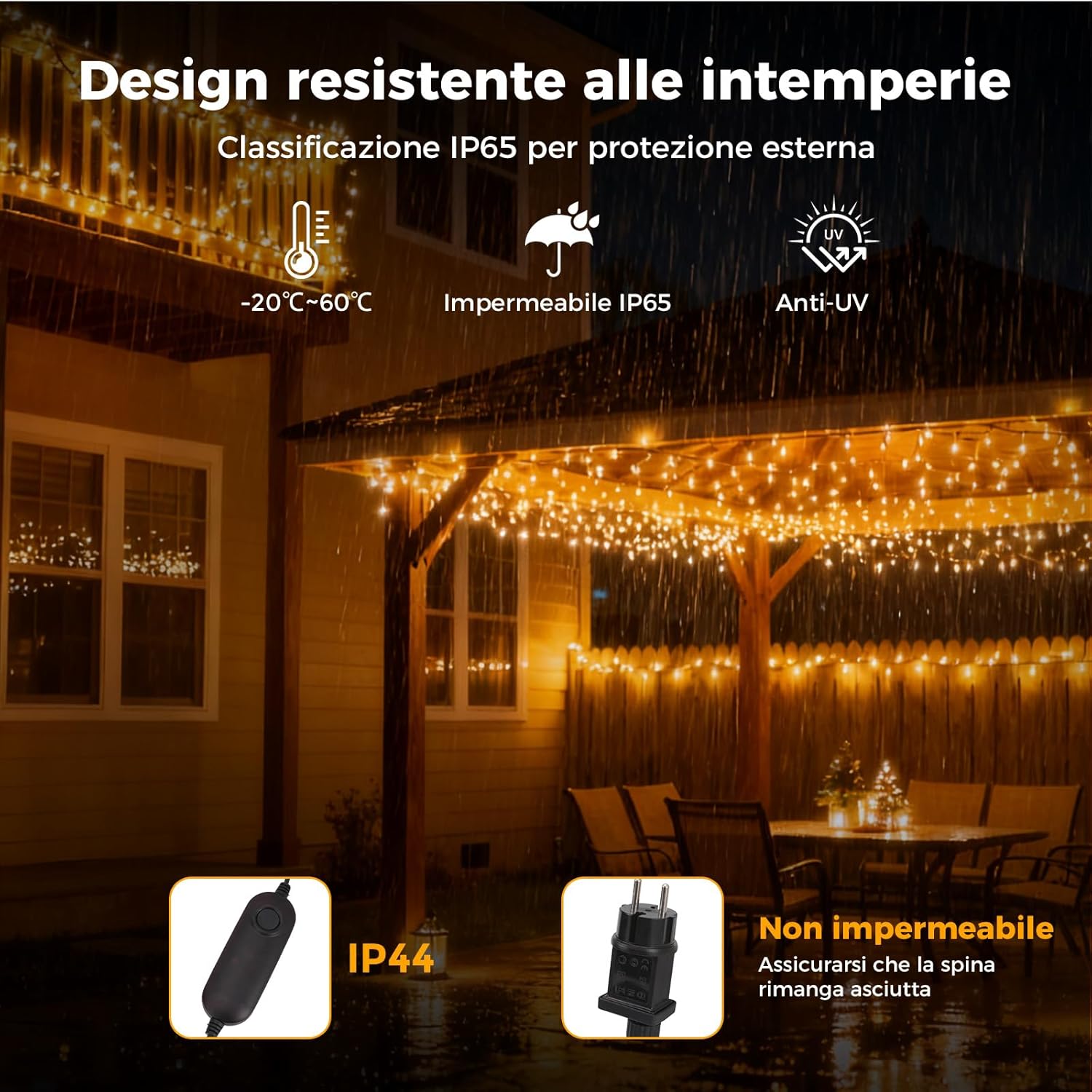 Luci di Natale da Esterno 50M 2000LED Bicolore - immagine 8