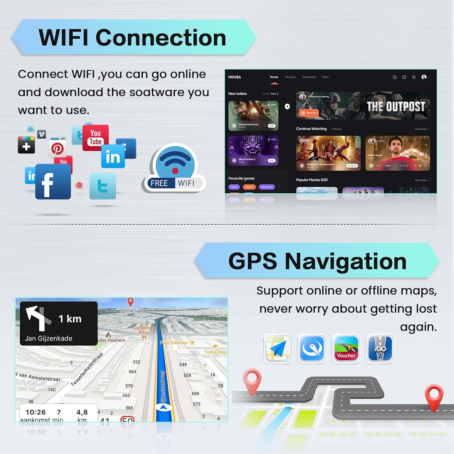 Hikity Android 13 Autoradio 9" per Kia Sportage 2010-2016 - immagine 5