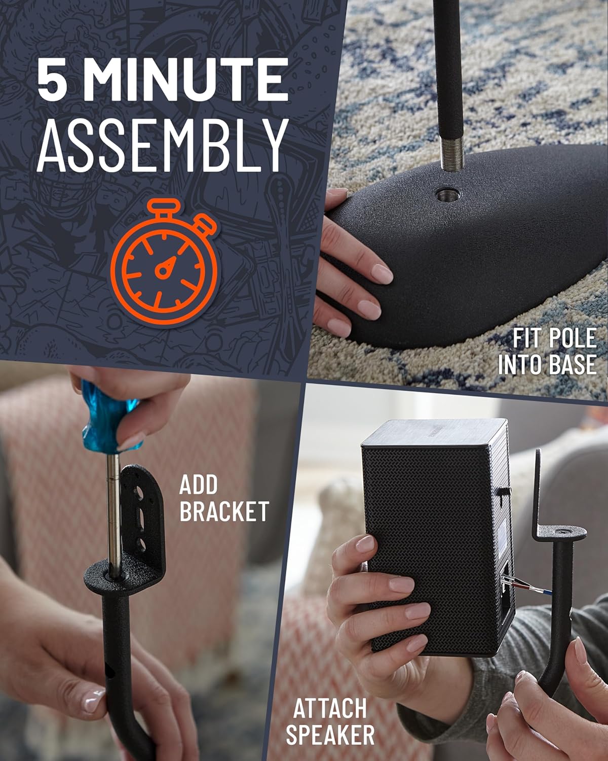 Echogear Supporto Altoparlanti Regolabile in Altezza - immagine 6