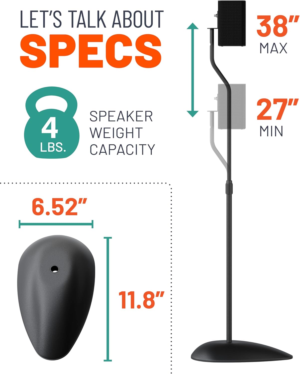 Echogear Supporto Altoparlanti Regolabile in Altezza - immagine 8