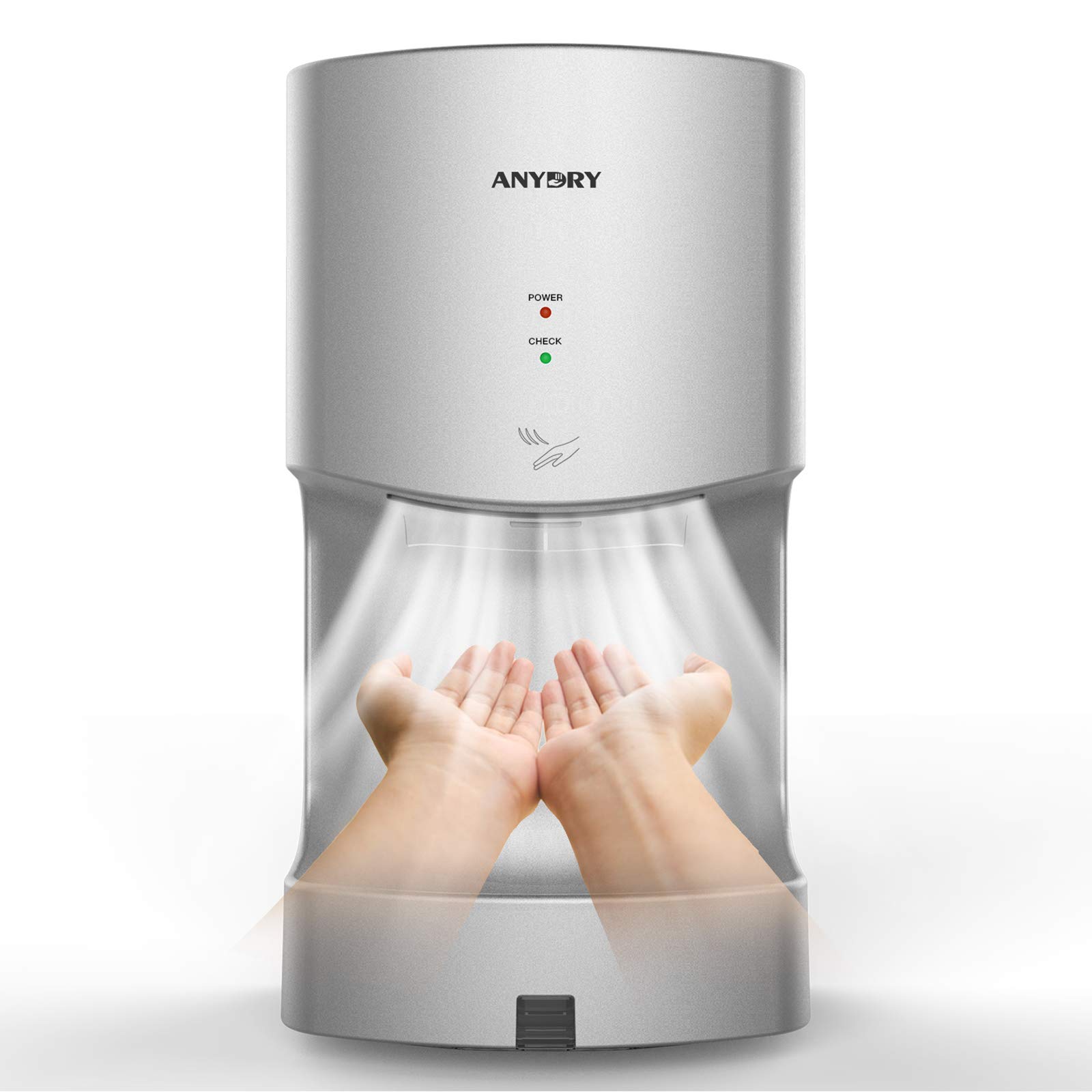 anydry 2630T - Asciugamani ad Aria Professionale 1400-1650W, Argento