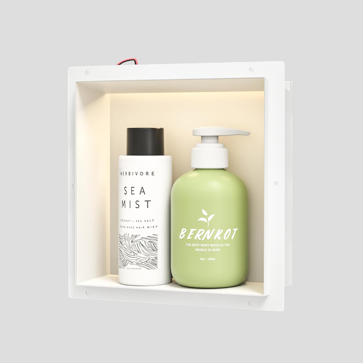 Bernkot Nicchia Doccia a Muro Inox con LED 30x30x10cm