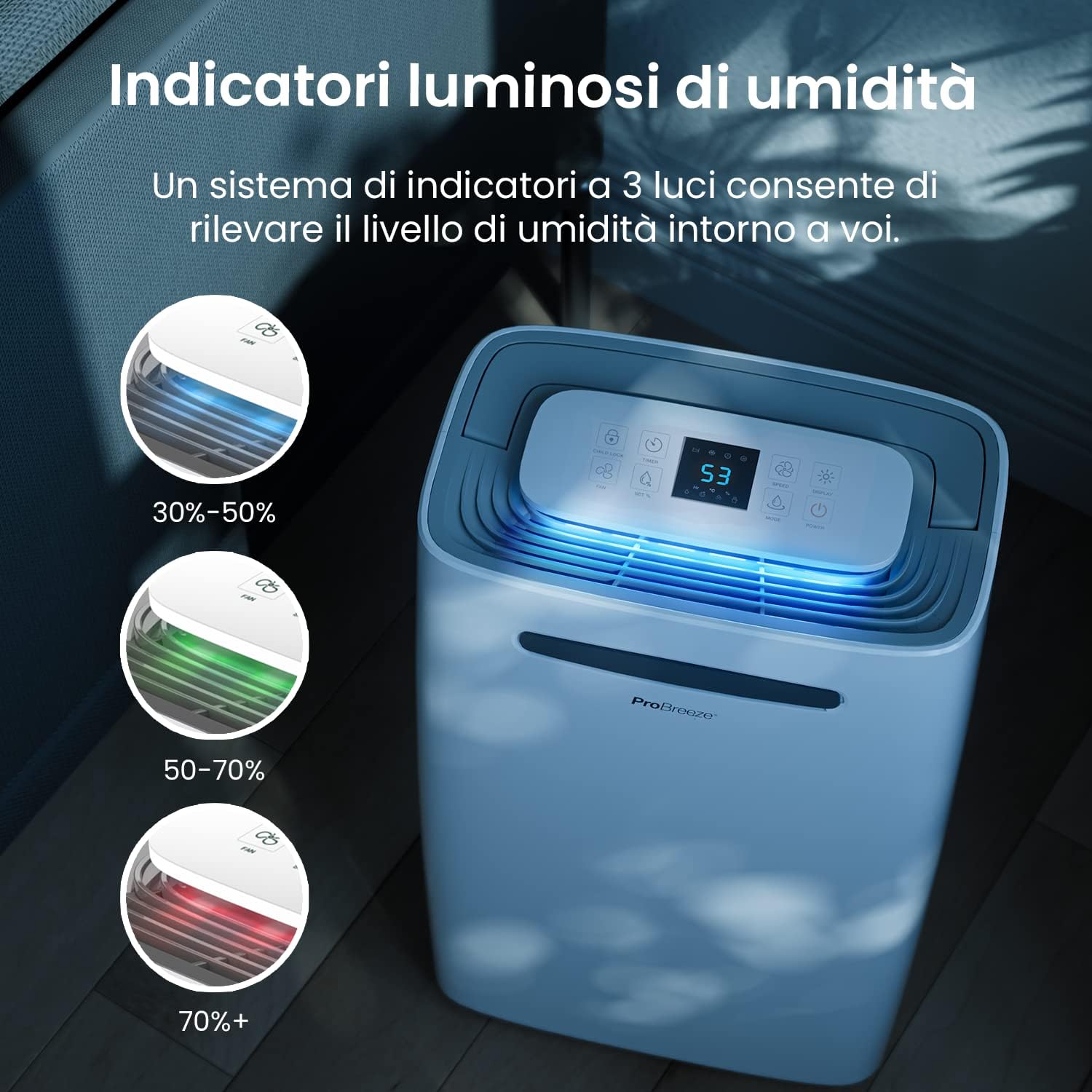 Pro Breeze Deumidificatore 20L con Display Digitale - immagine 6