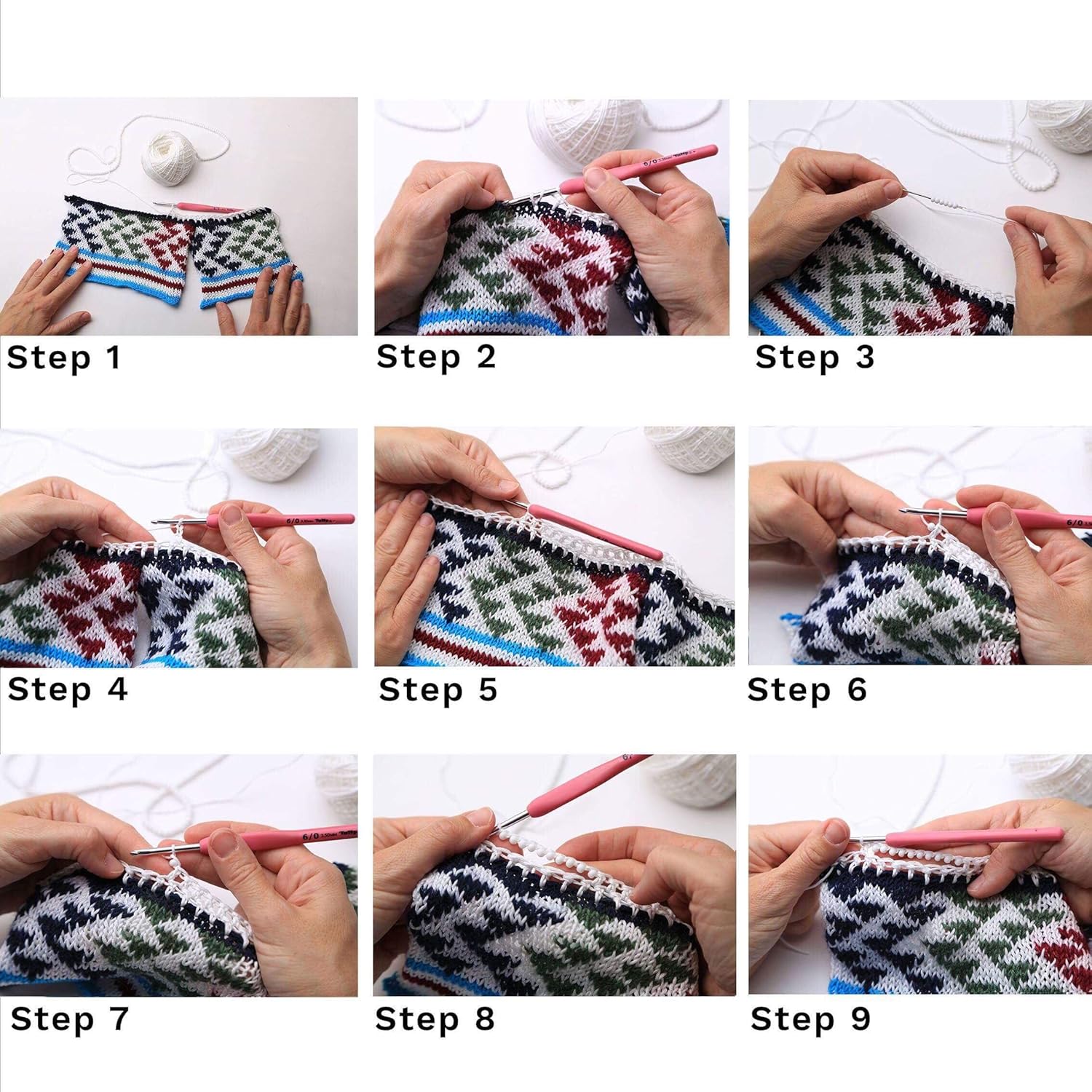 knitting kit, in cotone, colore: Bianco e multicolore, Small/Medium - immagine 5