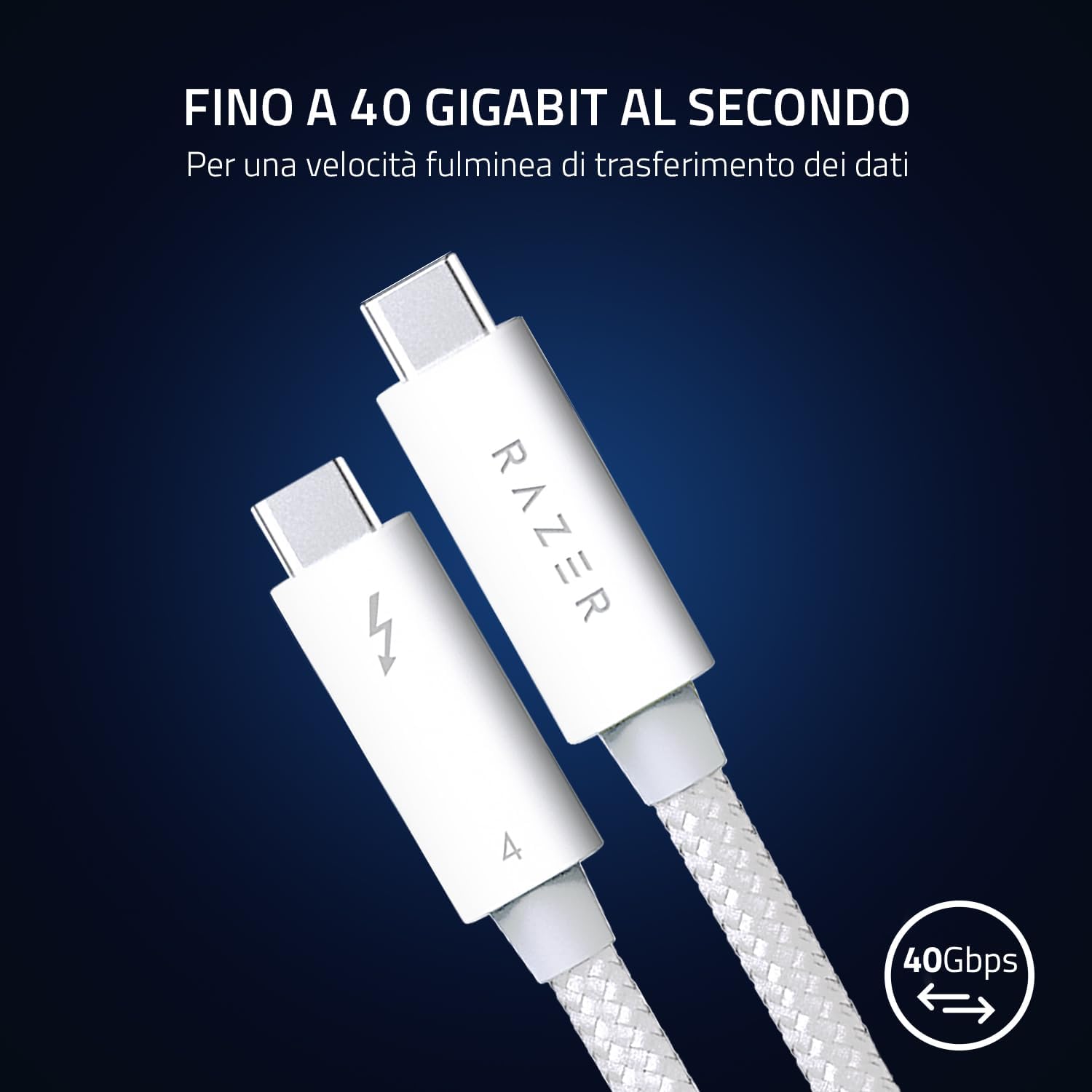 Razer Cavo Thunderbolt 4 - 2M, Bianco - immagine 2