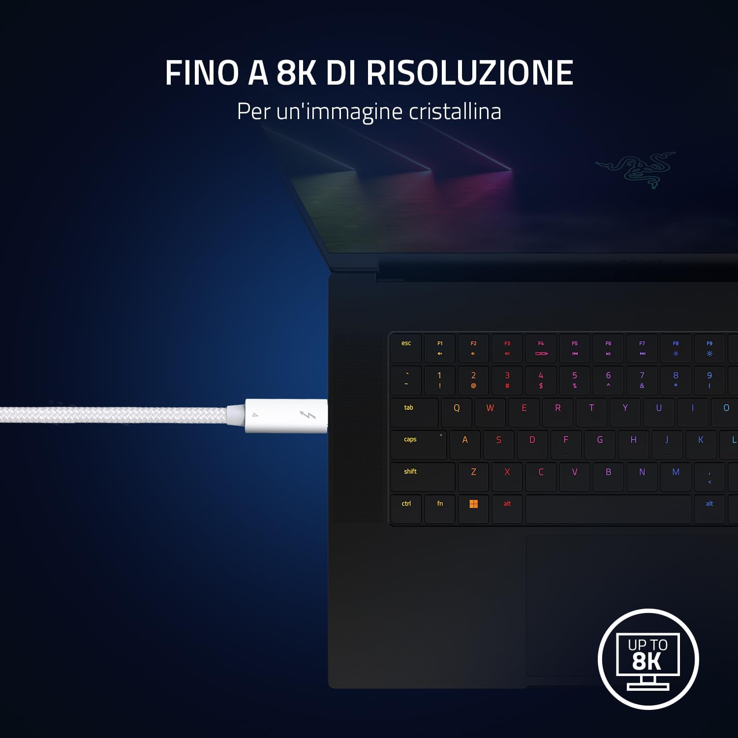 Razer Cavo Thunderbolt 4 - 2M, Bianco - immagine 3