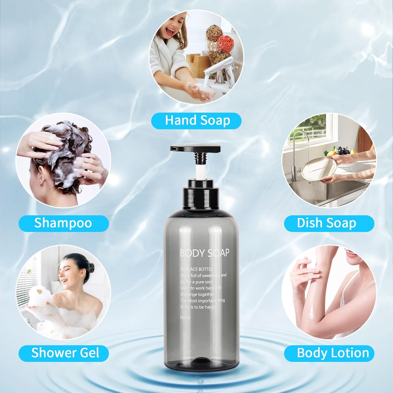 Czemo Dispenser Shampoo e Bagnoschiuma 500ML (3 Pezzi) - immagine 4