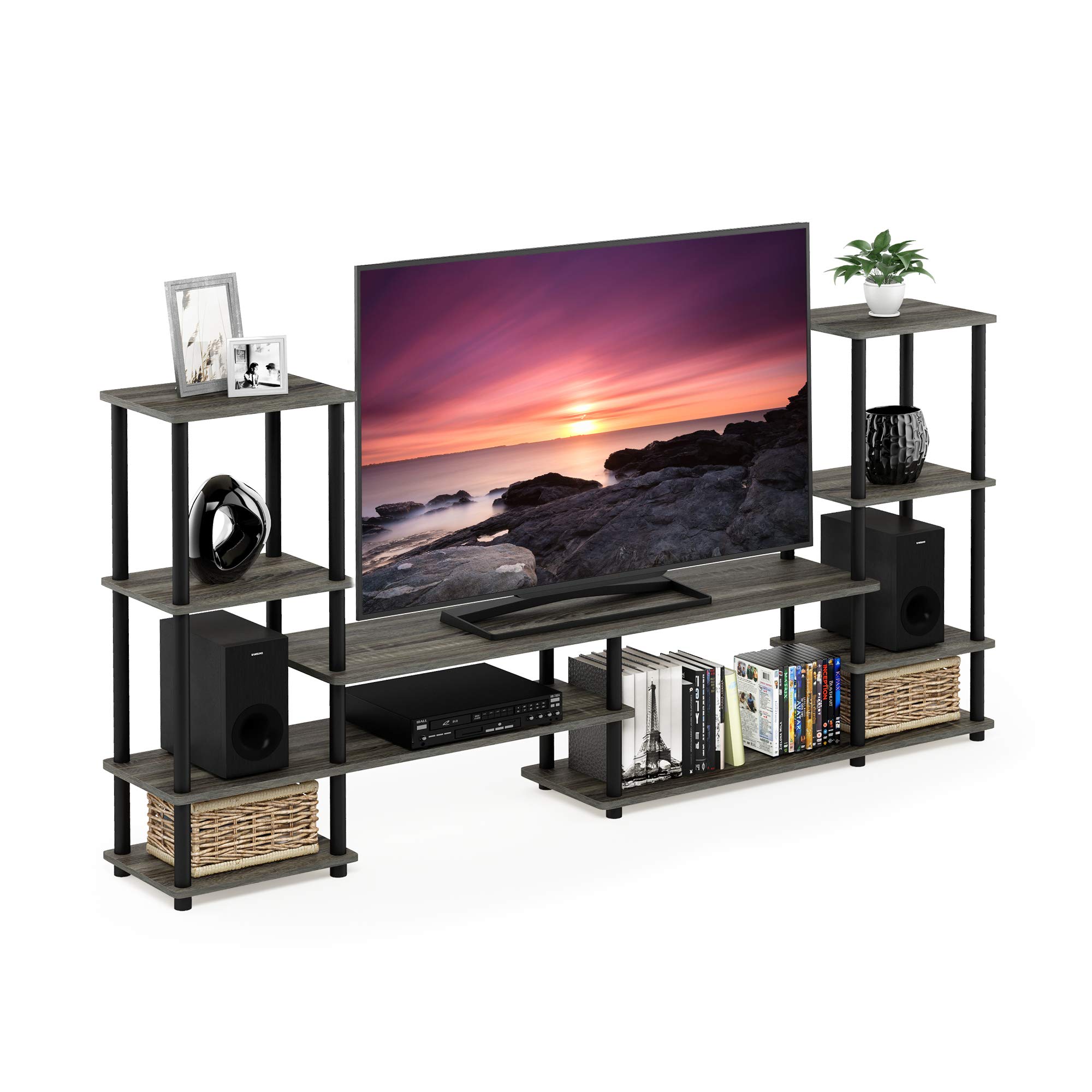 Furinno Turn-N-Tube Grand Entertainment Center, rovere francese/nero