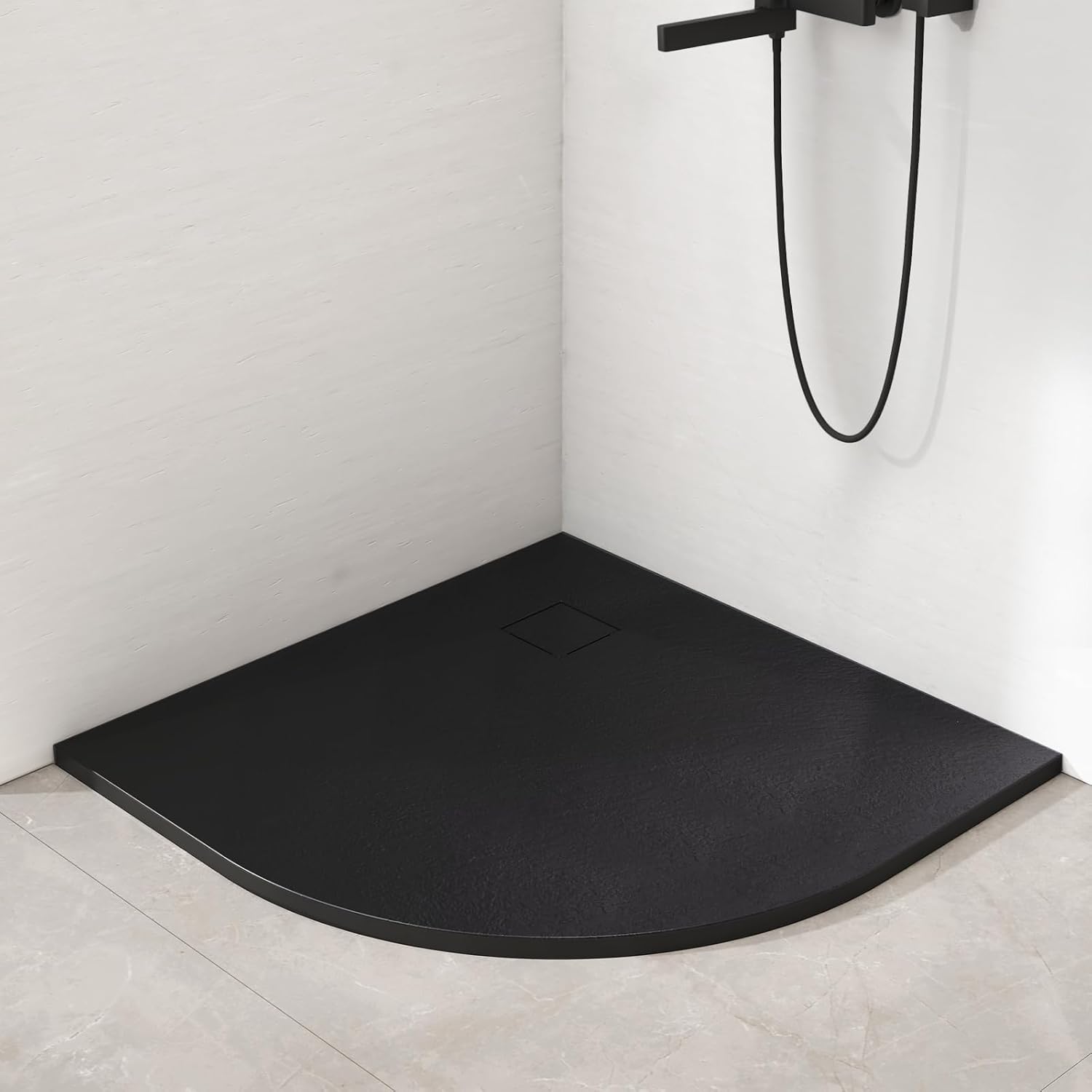 Emke Piatto Doccia a Quarto Cerchio 80x80 cm, Nero - immagine 1