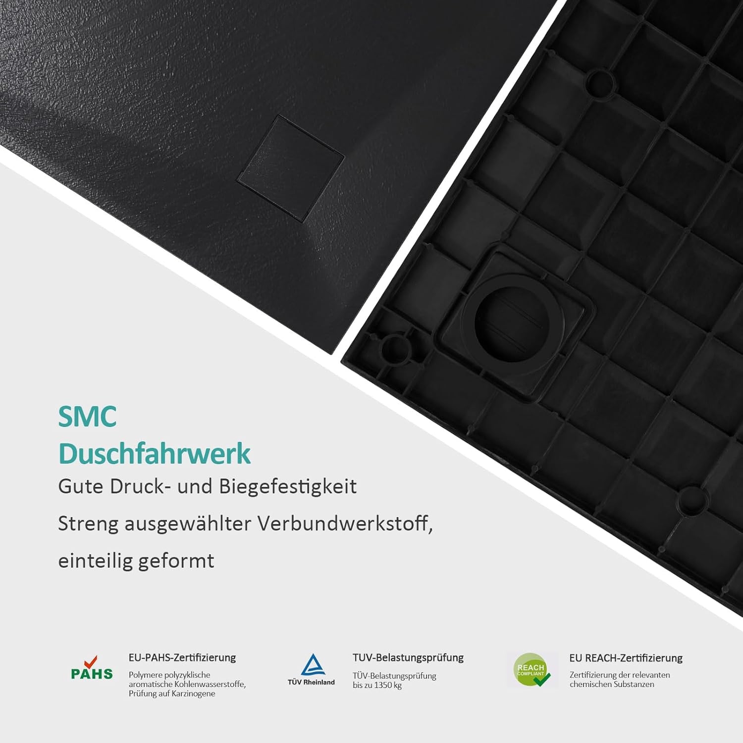 Emke Piatto Doccia a Quarto Cerchio 80x80 cm, Nero - immagine 2