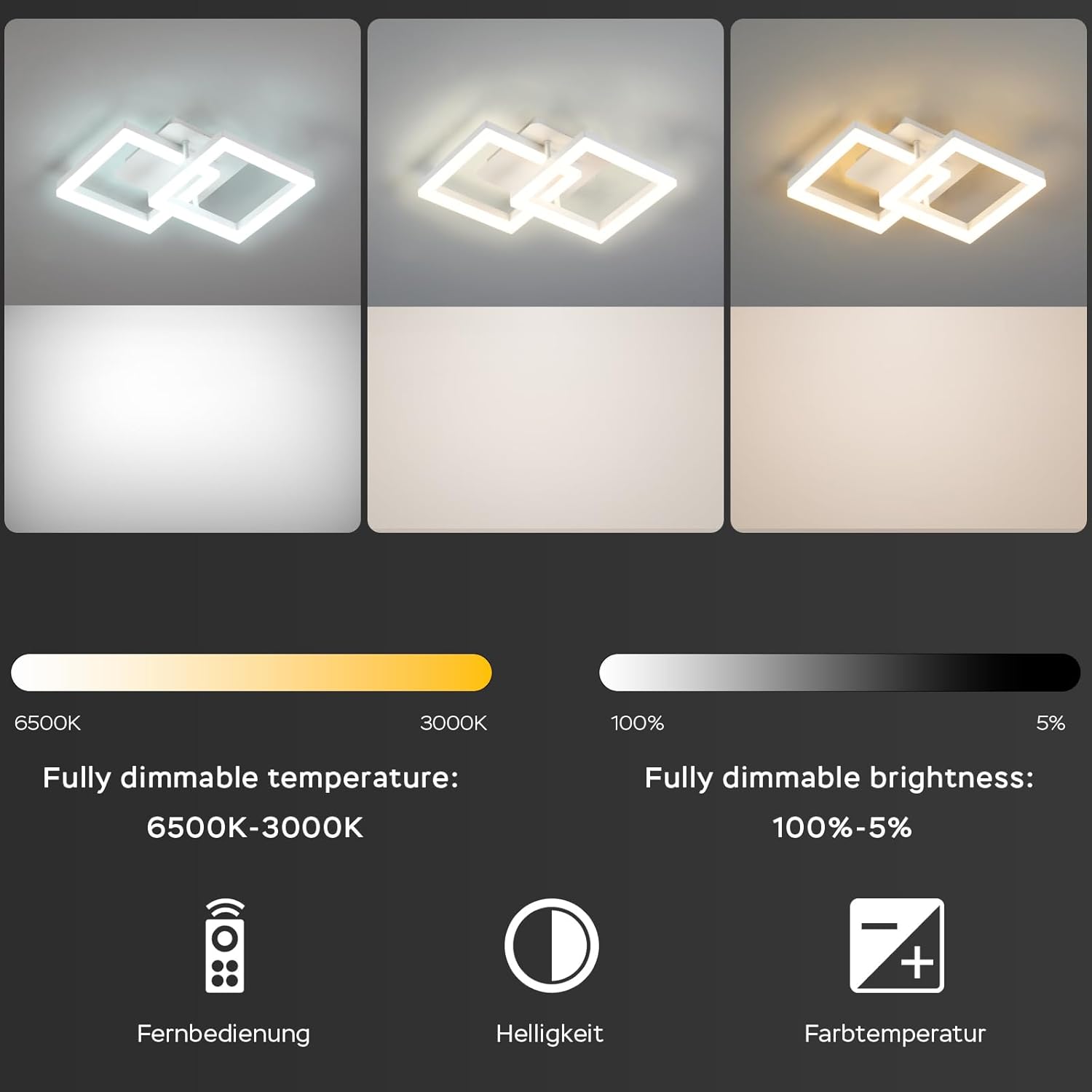 Plafoniera LED Soffitto Moderna 20W Dimmerabile - immagine 3