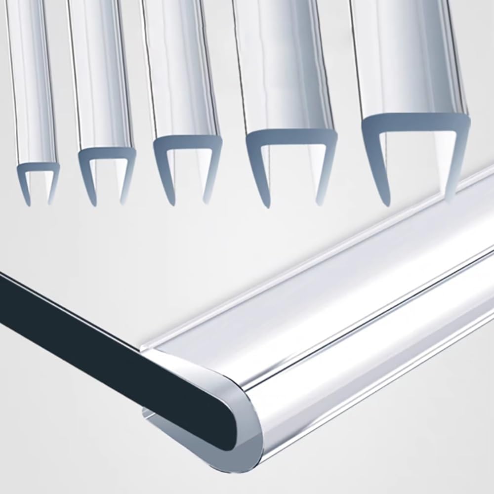 Protezione per Bordi in Vetro Trasparente, Morbide Striscia di Tenuta per Bordo A U 0.5-26mm, Striscia Protettiva per Bordi del Canale in PVC per Porte Finestre(12-13mm)