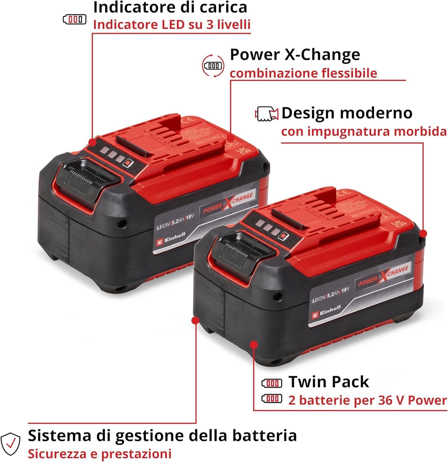 Einhell 2x 18V 5,2Ah PXC-Twinpack - Due batterie Power X-Change - immagine 3