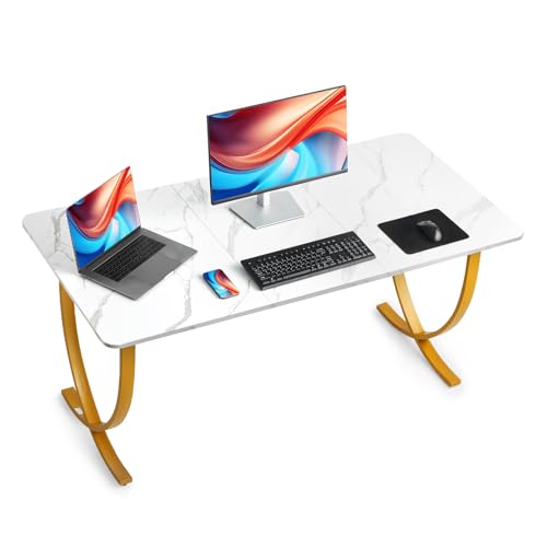 Vevor Scrivania Computer Ufficio 160x80cm, Bianco Oro