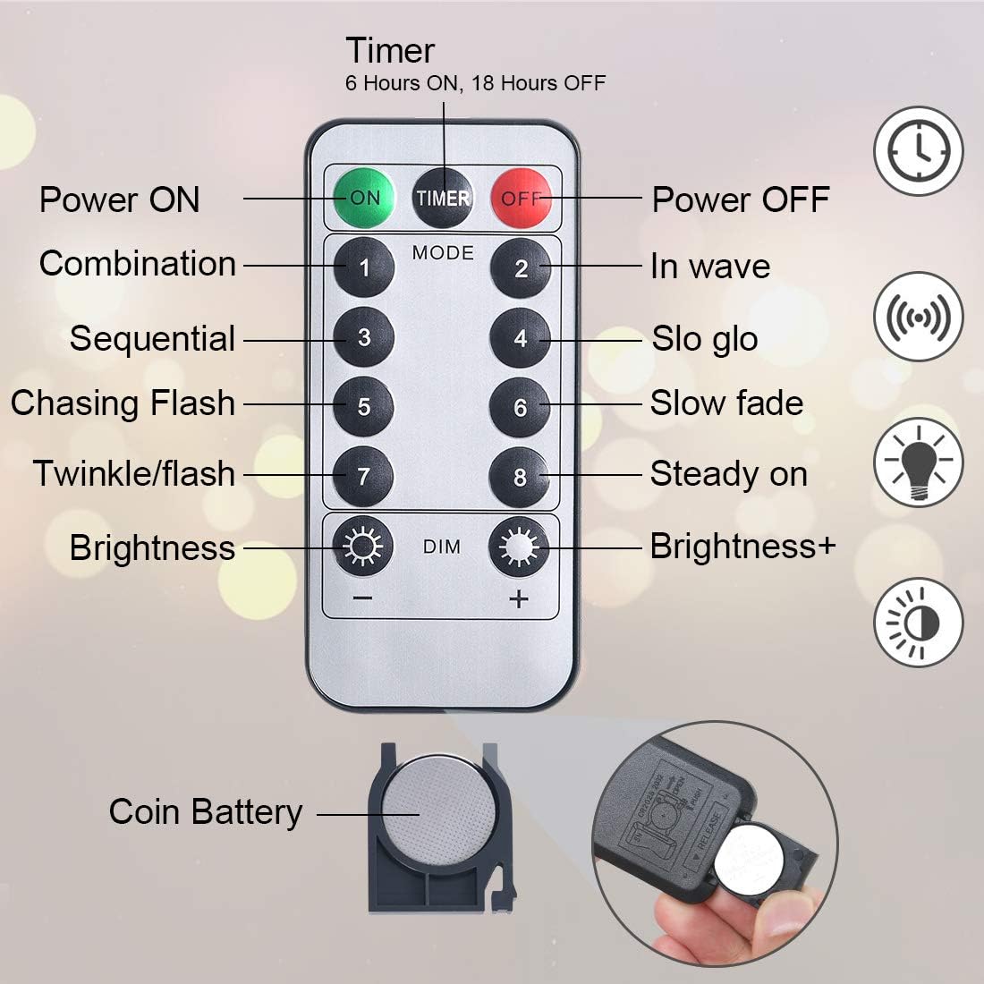 Vicloon Stringa Luci LED 2PCS 10M 100 LED, a Batteria - immagine 3