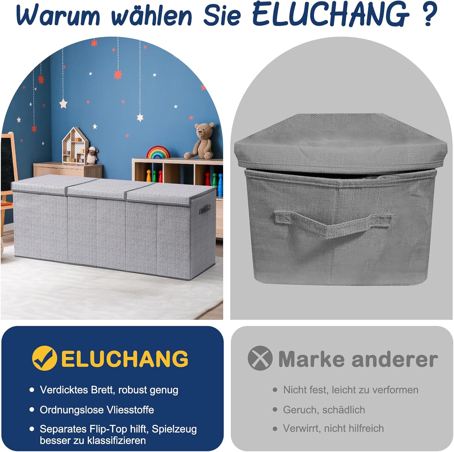 Eluchang Scatola Portaoggetti Giocattoli Pieghevole 147 L - immagine 2