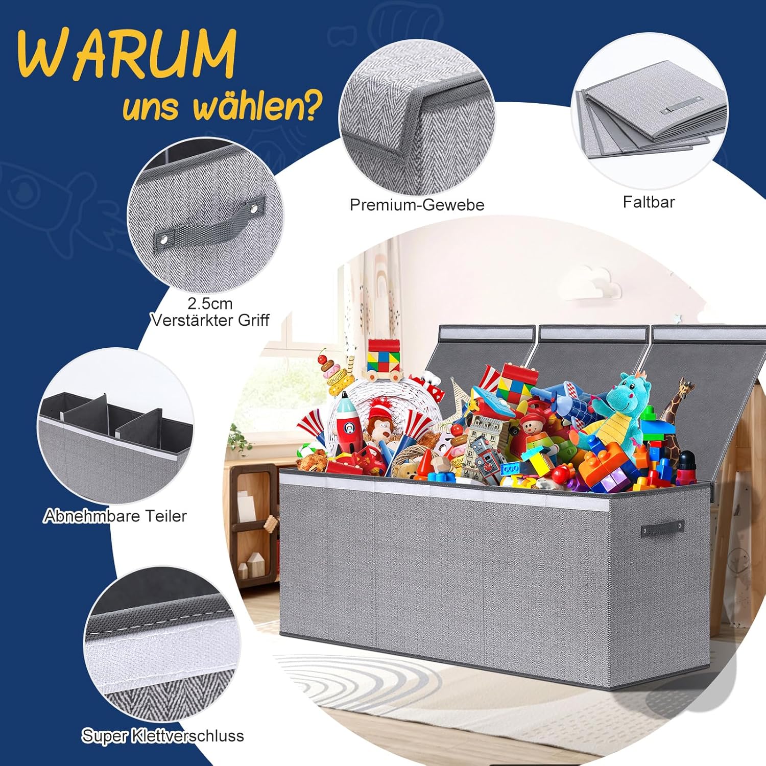 Eluchang Scatola Portaoggetti Giocattoli Pieghevole 147 L - immagine 6