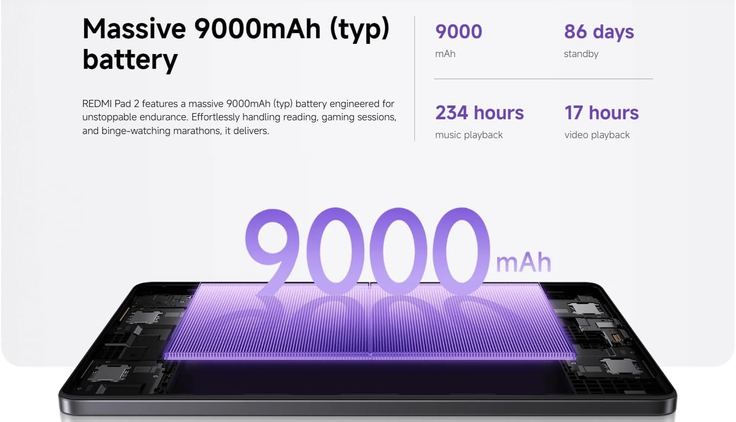 Xiaomi Redmi Pad 2 - Tablet 11" 2.5K 90Hz, Viola - immagine 5