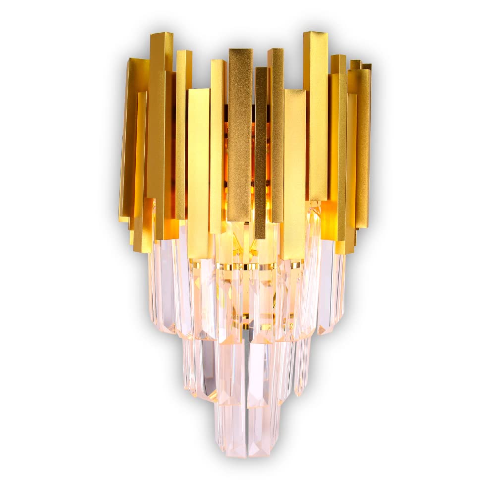 Frixchur Lampada da parete in cristallo quadrato, Oro