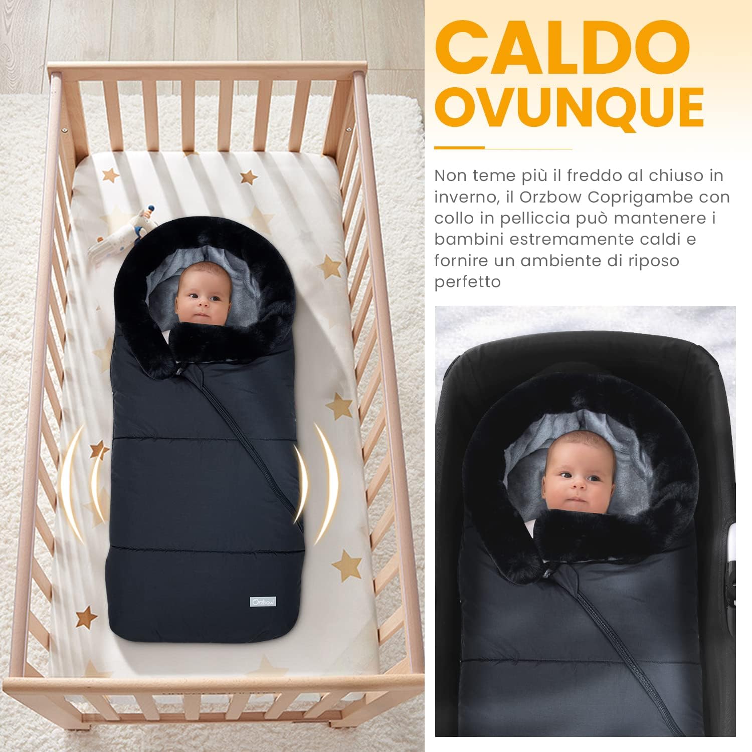 Orzbow Sacco Termico Passeggino Universale, Nero - immagine 6