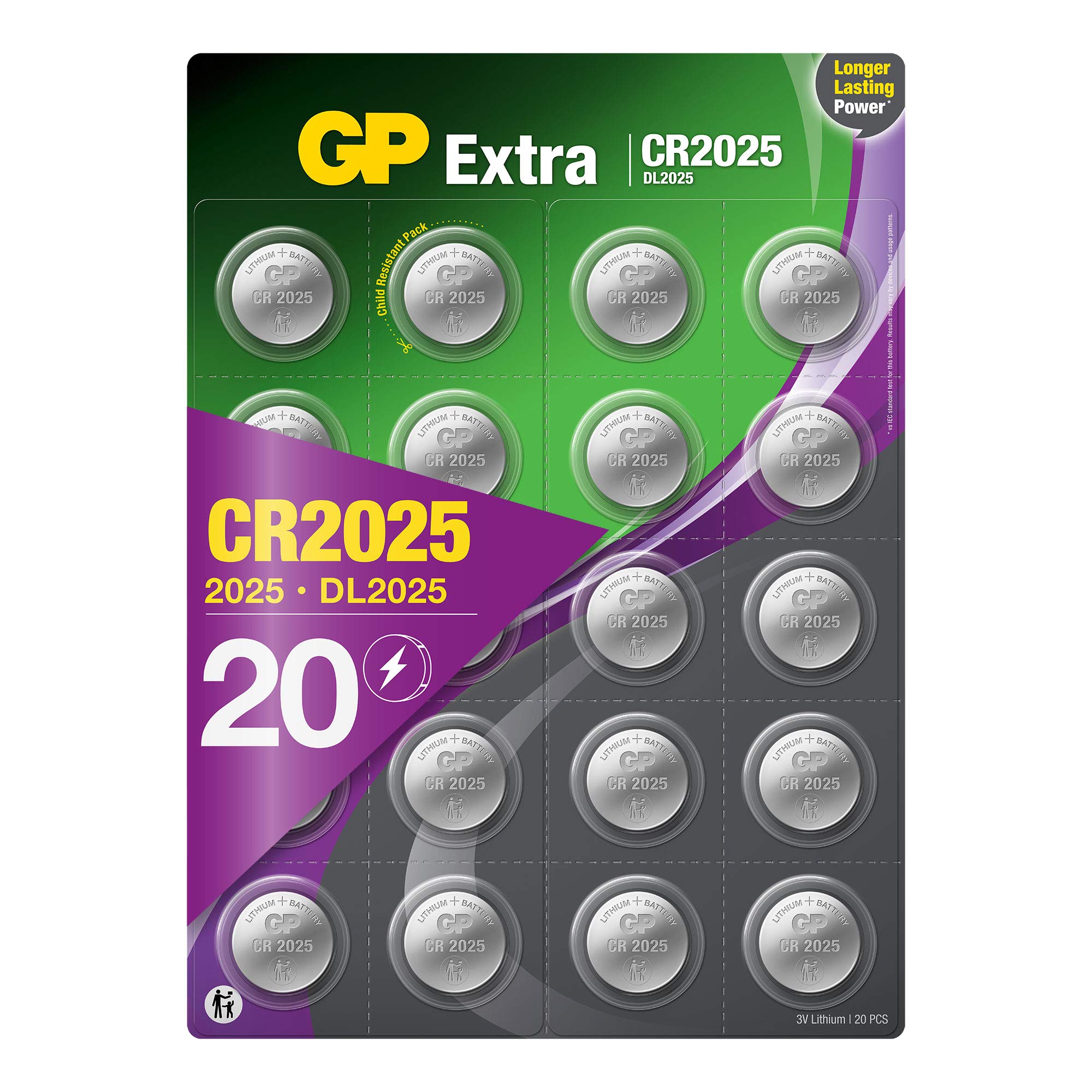 CR2025 Gp Extra - Batterie al Litio a Bottone 3V (20 pz)