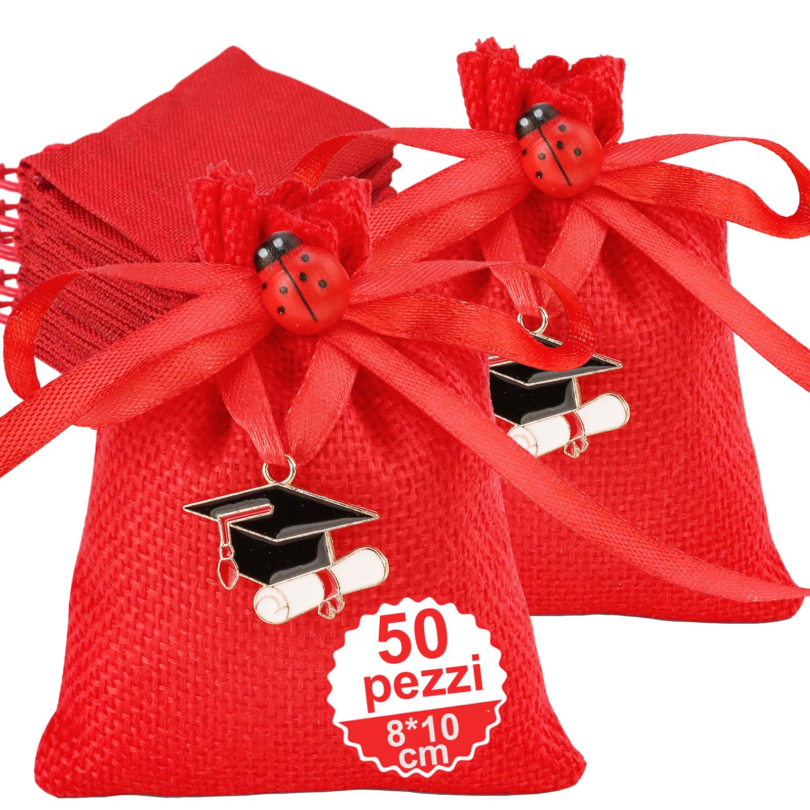 50pz Bomboniere Laurea Rosse Fai da Te