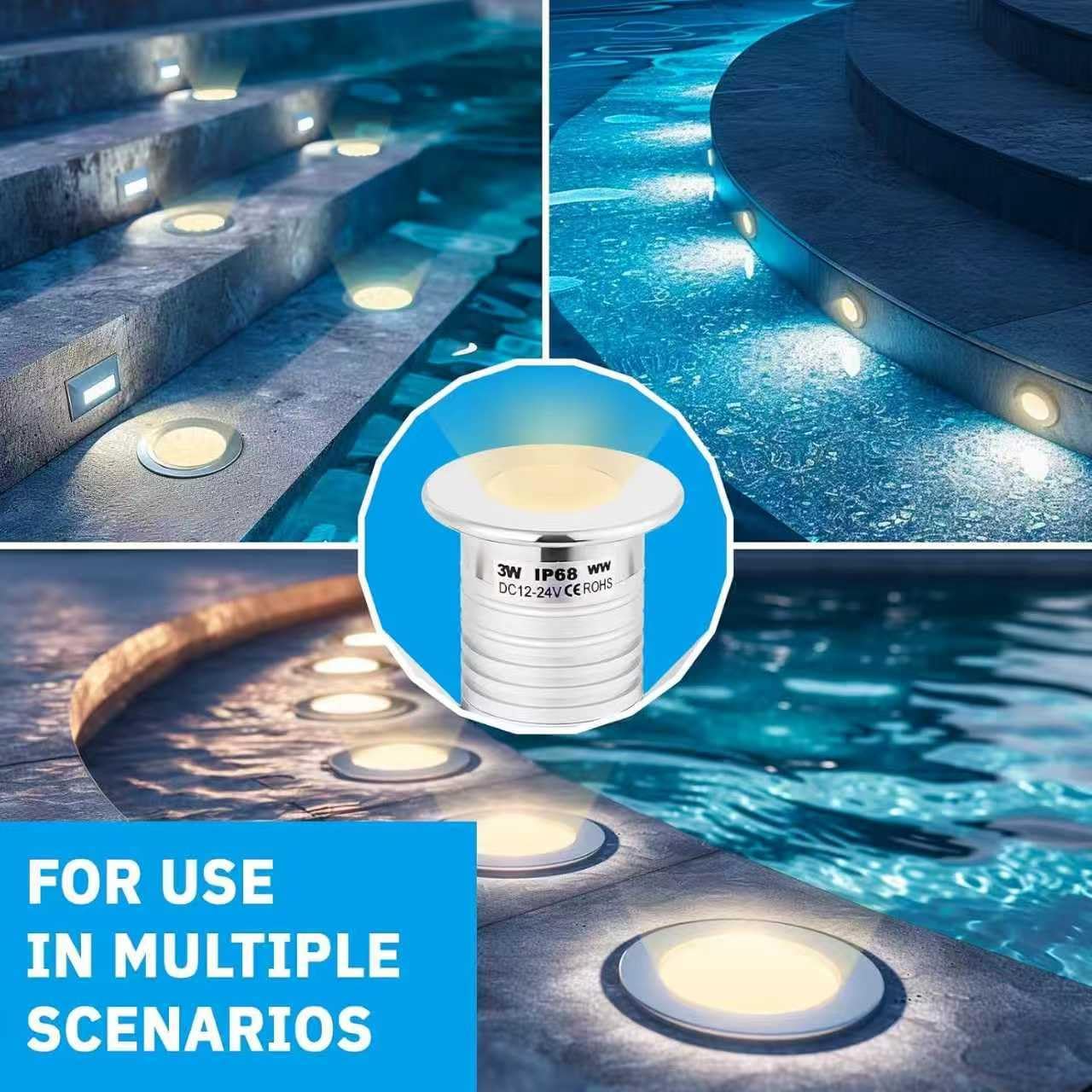 704 LED Luce Subacquea 3W IP68 Warm White - immagine 4