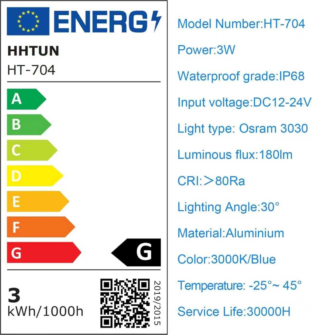 704 LED Luce Subacquea 3W IP68 Warm White - immagine 6