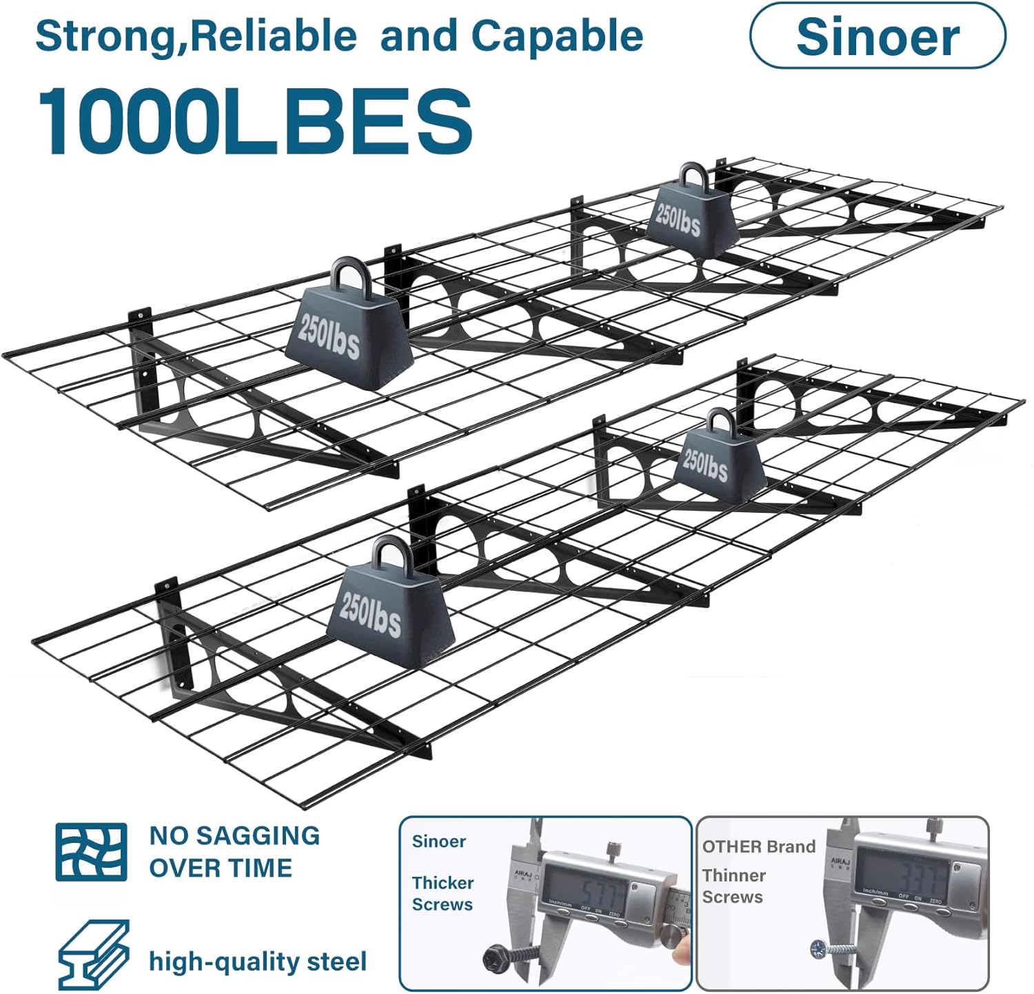 Mensole da Garage in Metallo 61 x 182,9 cm con Ganci - immagine 5