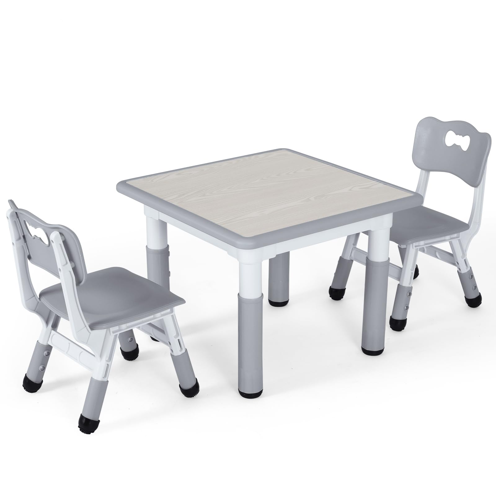 Tavolo per Bambini con 2 Sedie Ergonomiche, Grigio
