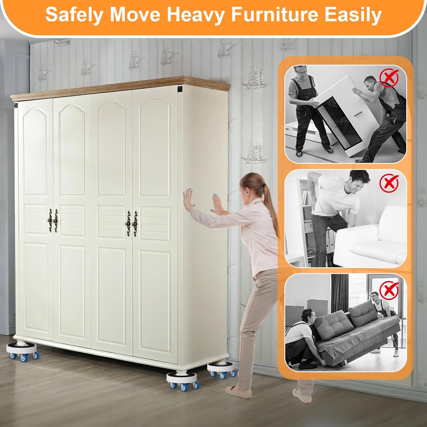 Niuxx Sollevatore Mobili con Ruote Girevoli 360° - immagine 5