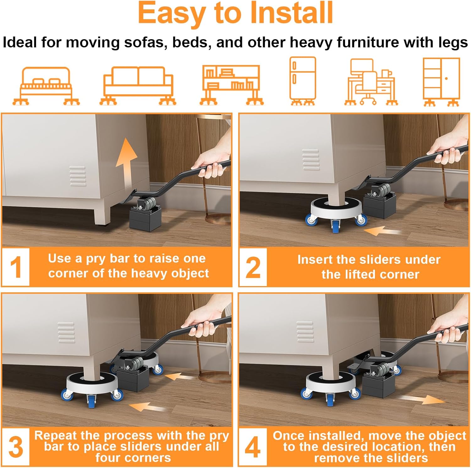 Niuxx Sollevatore Mobili con Ruote Girevoli 360° - immagine 7