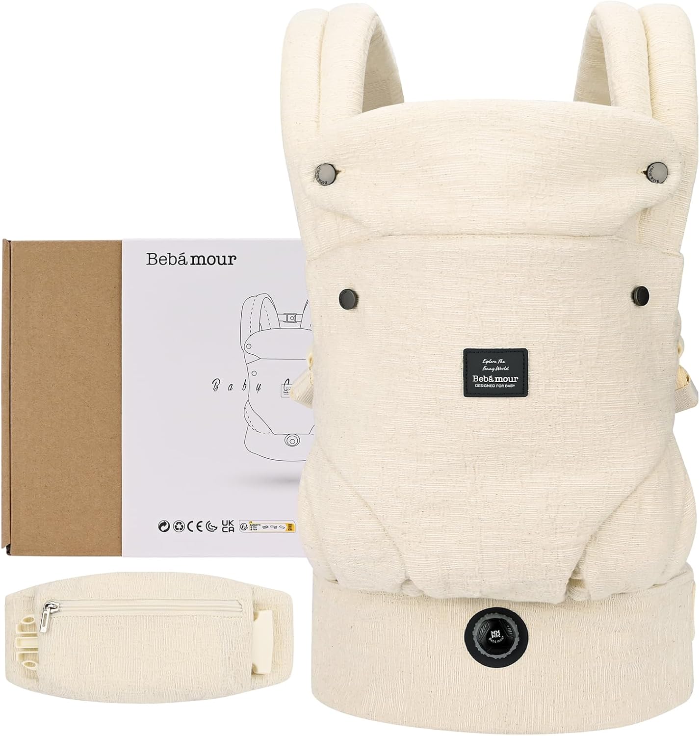 Bebamour Marsupio Ergonomico in Cotone, Beige - immagine 2