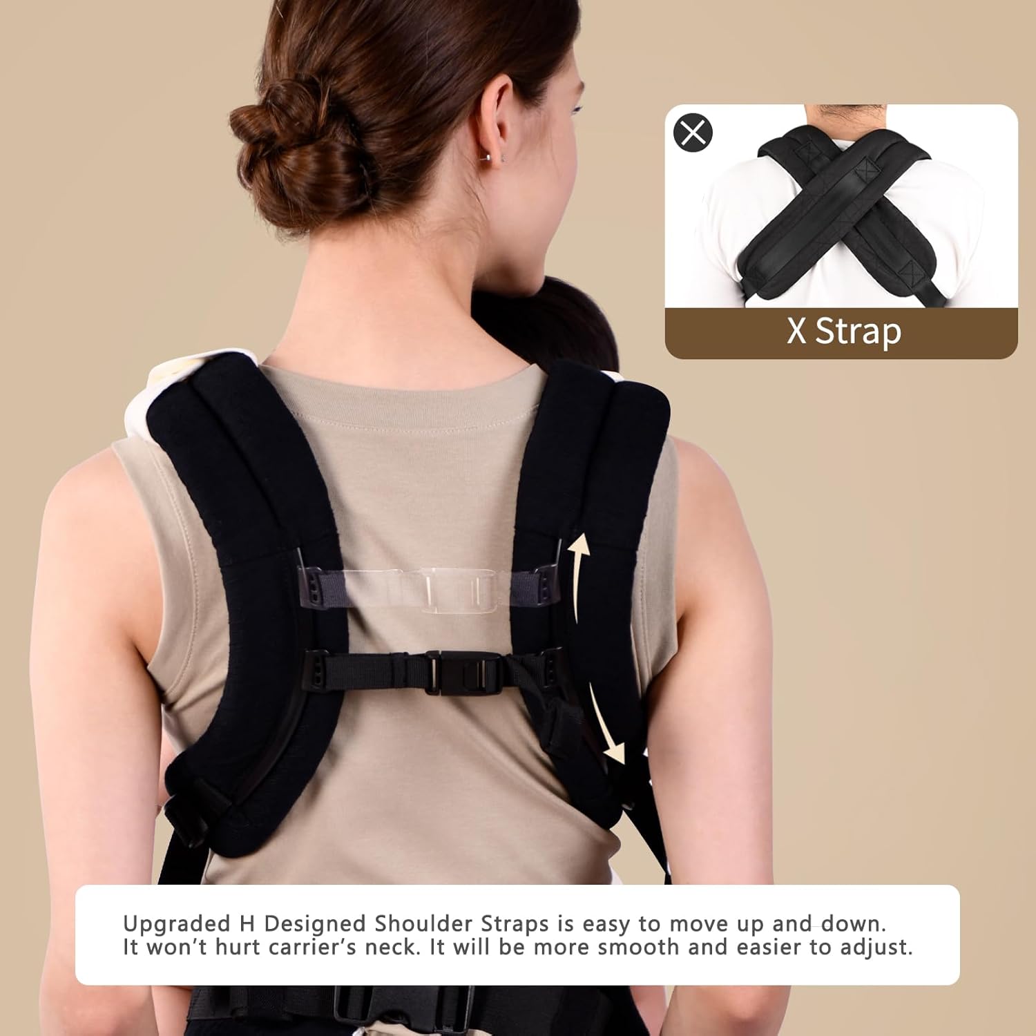 Bebamour Marsupio Ergonomico in Cotone, Beige - immagine 4