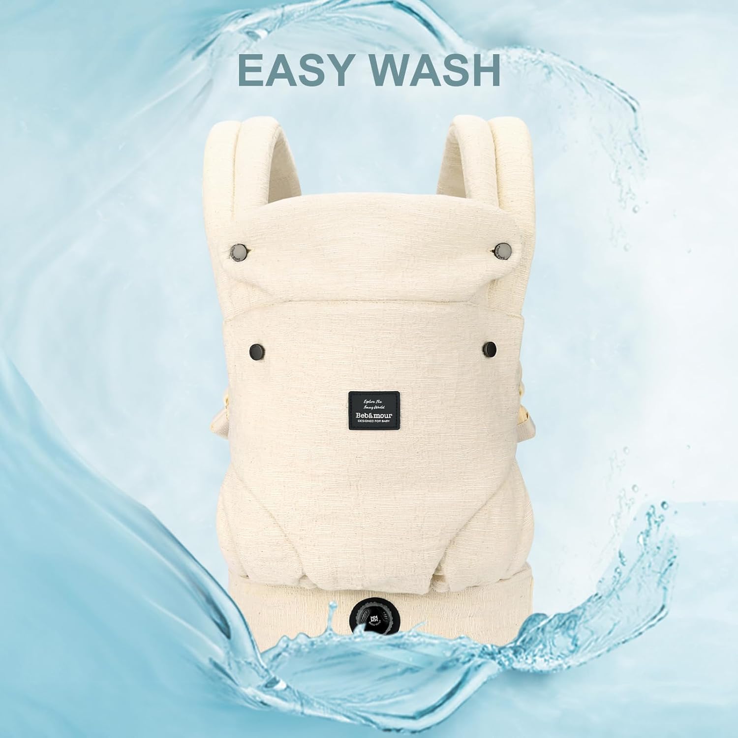 Bebamour Marsupio Ergonomico in Cotone, Beige - immagine 8