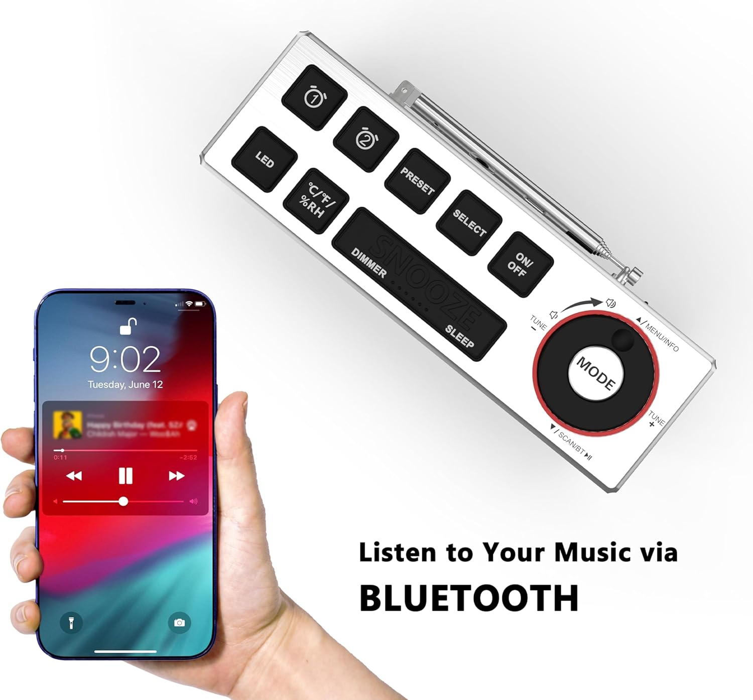 Radiosveglia DAB+ & FM con Bluetooth e Doppia Sveglia - immagine 7