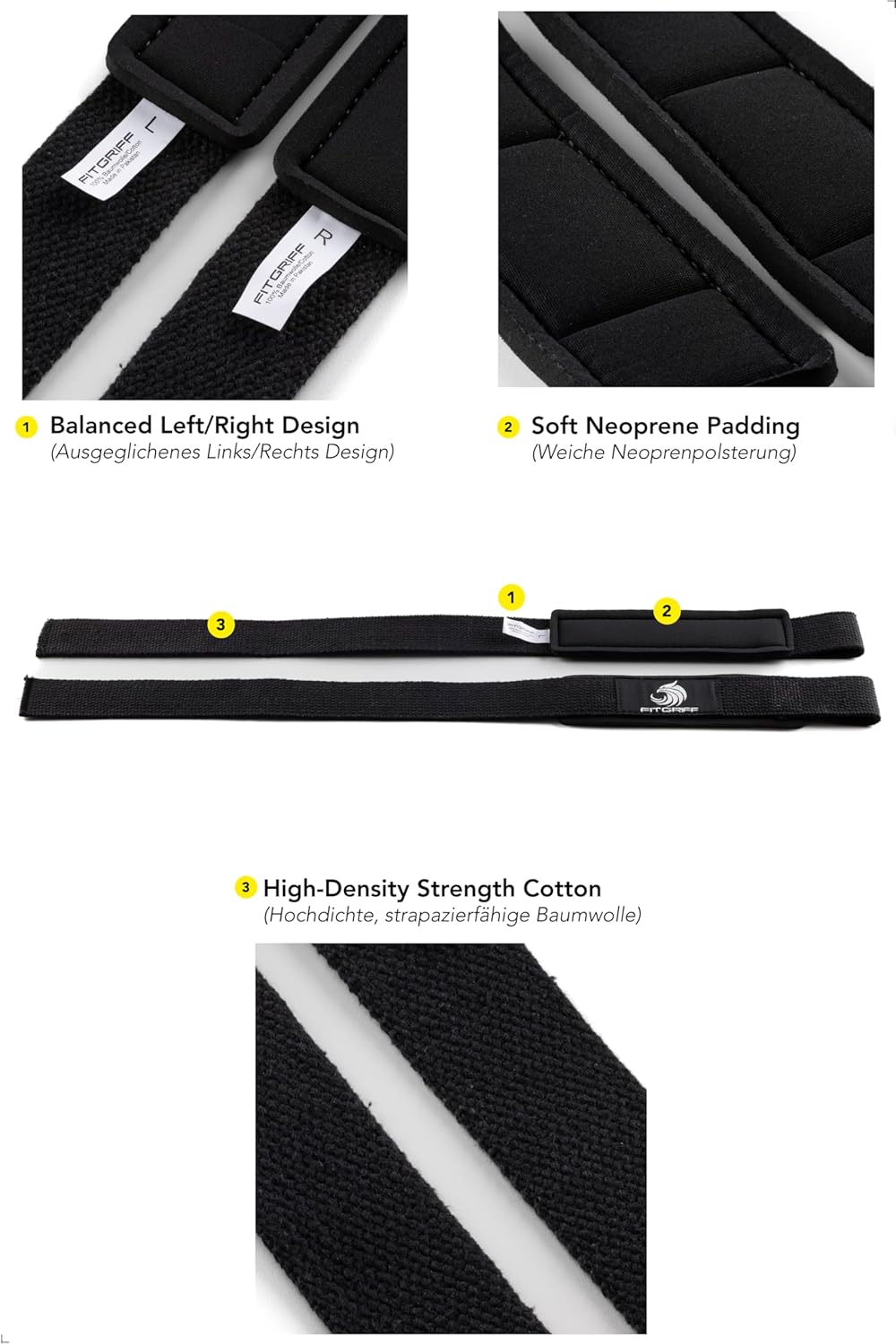 Fitgriff® Straps + Polsini per Palestra (1 Set) - immagine 5