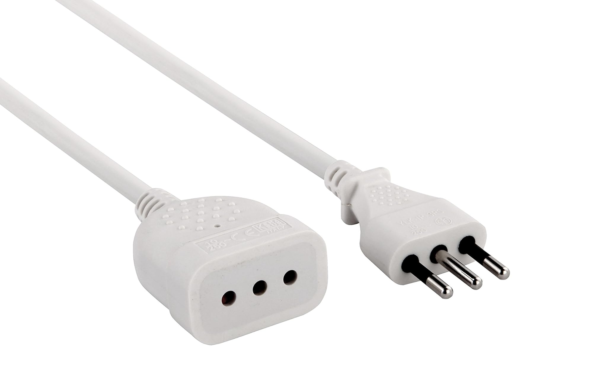 Electraline 46114 Prolunga 5 mt spina e presa piccola 10A, bianco - sezione cavo 3G0,75 mm²