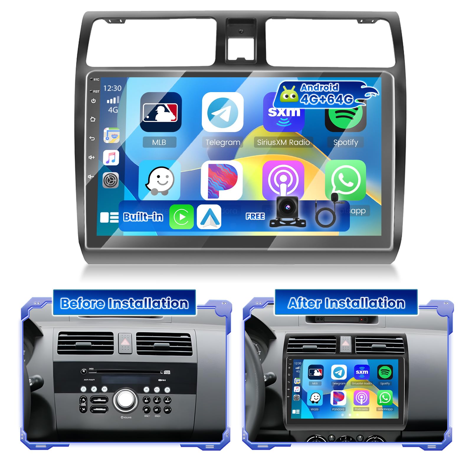 Hikity Autoradio Android 15 per Suzuki Swift 2005-2010